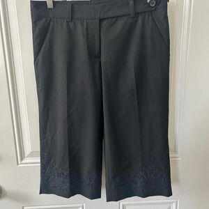 Black Embroidered Capri Pants